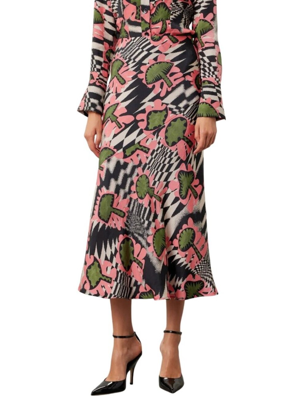 Untitled in Motion Lelaki Skirt in Amanita Print Small Womens Satin Pink Back